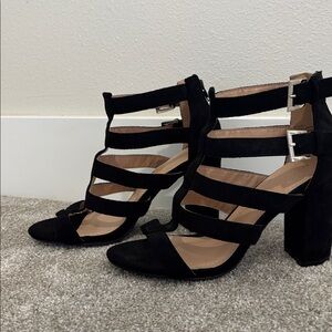 Chase + Chloe Black Strappy Heels